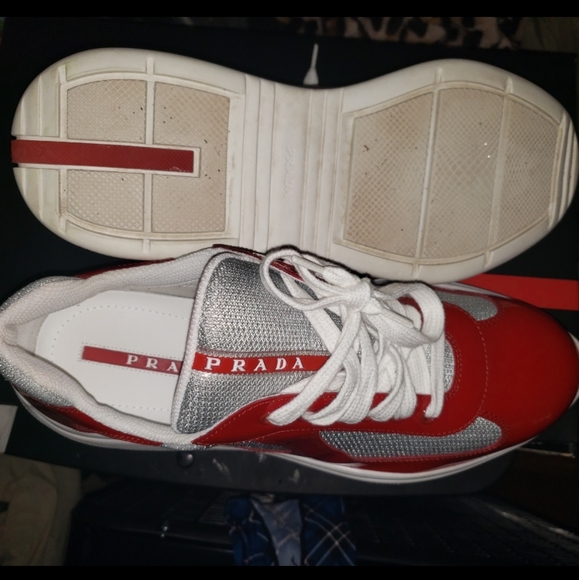 Prada Casual men red and Silver sneakers size 9.5 - Picture 2 of 16